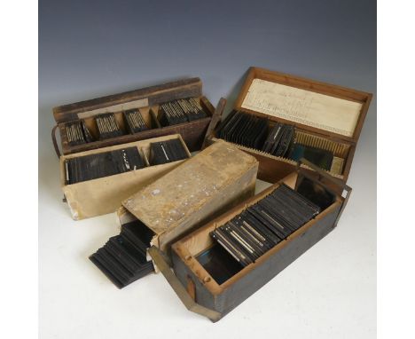 A large collection of Victorian 3.25" x 3.25" Magic Lantern Slides,&nbsp;various subjects including some family life, Castles