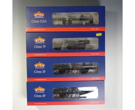Bachmann: Branch-line, Four “00” Gauge Locomotives with tenders, 31-012 Class 7F 53810 BR Black Late Crest (Weathered), 31-47