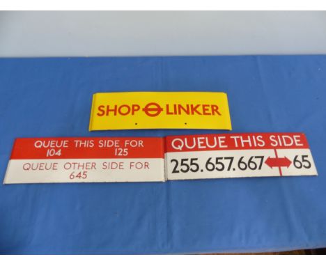 London Transport;&nbsp;a collection of of London Transport bus stop enamel Q/G-PLATES, all are E3-size and comprising "Shop L