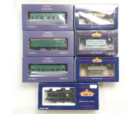 Bachmann: Branch-line “00” gauge 32-079 Class 56xx Tank 6624 BR Black, boxed, together with nine boxed freight wagons and tan