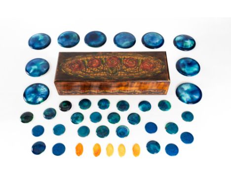 A COLLECTION OF RUSKIN STYLE CERAMIC ROUNDELS (40)To include ten large circular roundels and thirty smaller examples, none ma