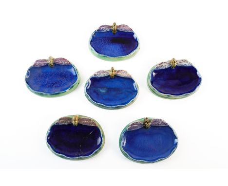 SIX ROYAL DOULTON STONEWARE WRIGHT'S COAL TAR ADVERTISING SOAP DISHES (6)Early 20th century
Each modelled as a dragonfly on t