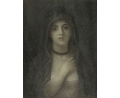 ENGLISH SCHOOL, LATE 19TH/EARLY 20TH CENTURYPortrait of a young woman with a hooded cloak
pastel
43.5 x 32.5cmProvenance: The