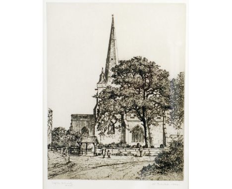 W. BANKS ETCHING Sefton Church West signed and dated 1929 9" x 7" (22.9cm x 17.8cm) 