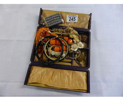 COLLECTION OF VINTAGE AND LATER COSTUME JEWELLERY including bangles, necklaces, earrings, pendants, in box