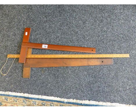 TWO VINTAGE SET SQUARES and a Ridgley one yard measuring rule (3)