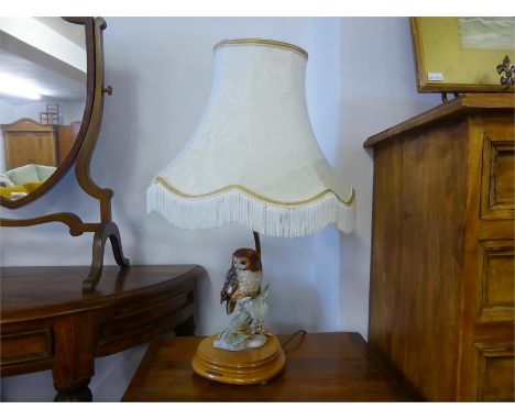 CAPO DI MONTE OWL TABLE LAMP with cream shade