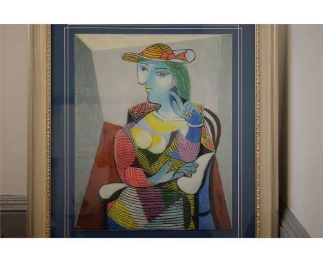 LIMITED EDITION PICASSO PRINT "PORTRAIT OF MARIE-THERESE, 1937" NUMBER 24 / 85. Gouttelette on silk. Print size 76cm x 60cm, 