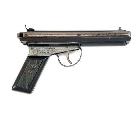 A .177 ACCLES &amp; SHELVOKE THE WARRIOR SIDE-LEVER AIR-PISTOL, serial no. 4910, circa 1934, with blued air-chamber with conc
