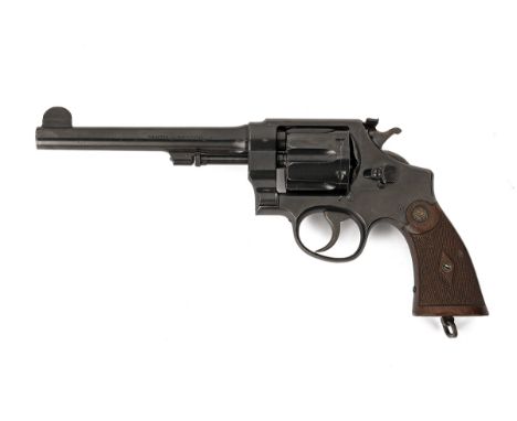 A .455 SMITH & WESSON MKII HAND EJECTOR SERVICE REVOLVER, serial no. 49836, circa 1915, with blued 6 1/2in. barrel, crescent 