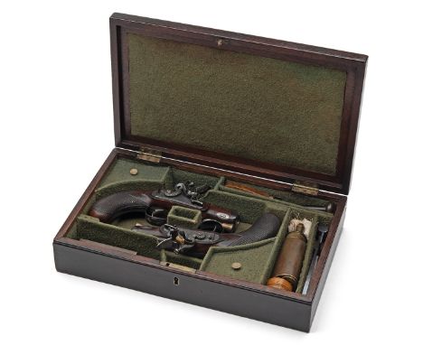 A CASED PAIR OF 40-BORE FLINTLOCK POCKET PISTOLS SIGNED KENT AVERY &amp; CO., LONDON, no visible serial numbers, circa 1820, 