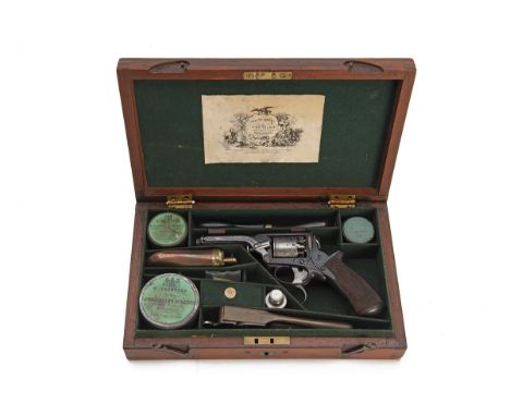 A RARE CASED 120-BORE PERCUSSION PRESENTATION GRADE TRANTER PATENT REVOLVER TO ISAAC SMITH, serial no. 13946T, third model ci