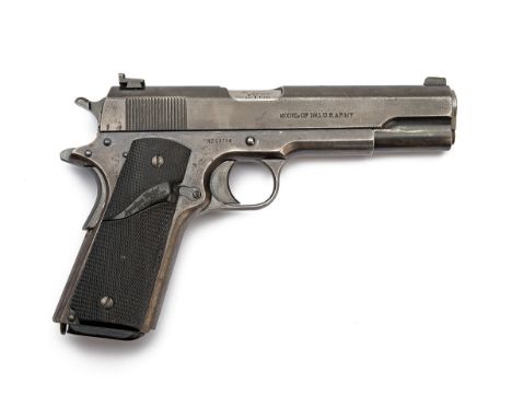 A .45 (ACP) COLT 1911 SEMI-AUTOMATIC SERVICE PISTOL, serial no. 53756, for 1913, with 5in. barrel, blued slide marked 'MODEL 