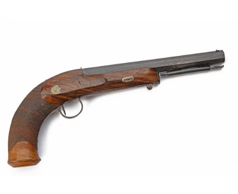 AN UNUSUAL 4.5mm PERCUSSION HAMMERLESS GALLERY PISTOL, UNSIGNED, no visible serial number, circa 1870 and possibly a Flobert'