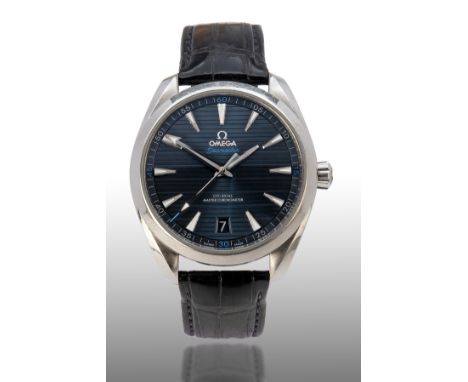 A BOXED GENTLEMAN'S OMEGA STAINLESS-STEEL AUTOMATIC CALENDAR WRISTWATCH, MODEL 'AQUA-TERRA 150', serial no. 87886527, for Sep