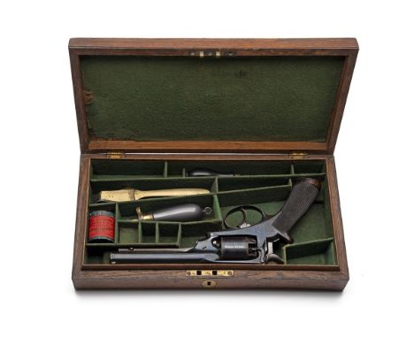 A CASED ENGRAVED 54-BORE PERCUSSION DEANE-HARDING PATENT REVOLVER SIGNED DEANE &amp; SON, serial no. 5391, circa 1860, with b