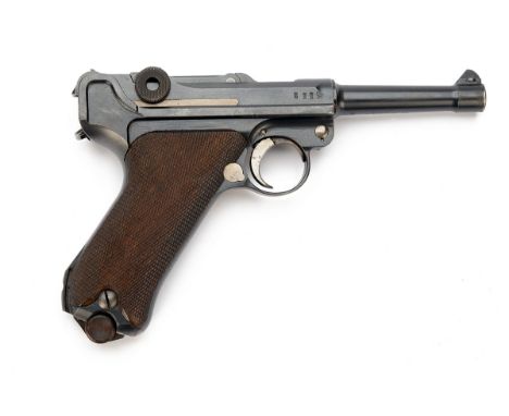 A GOOD 9mm (PARA) DWM LUGER P08 SEMI-AUTOMATIC SERVICE PISTOL serial no. 1070, with holster, the pistol dated for 1916, with 