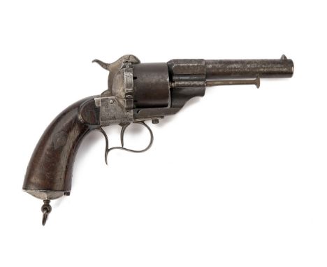 A 12mm PINFIRE LEFAUCHEUX STYLE MILITARY REVOLVER OF 1861 TYPE, no visible serial number, probably of French manufacture, wit
