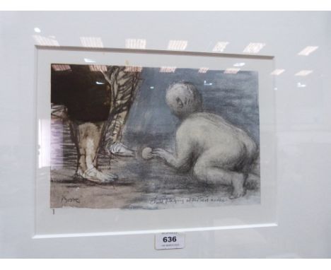 HENRY MOORE O.M; C.H; F.B.A BRITISH 1898-1986 Child playing at mother's knees. Lithograph 7¼' x 11' image size