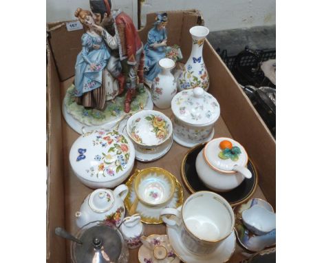 Two Capo-di-Monte bisque figures and other ceramics