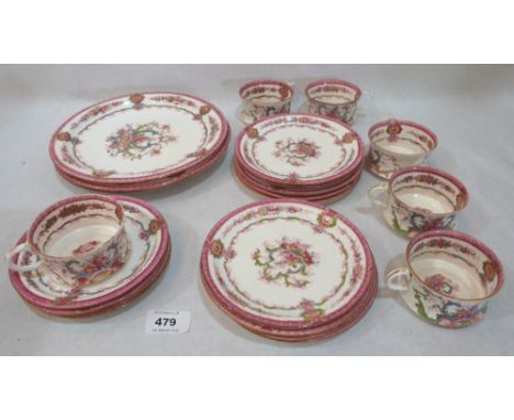 A Cauldon part service comprising six cups, four saucers, nine side plates and three sandwich plates