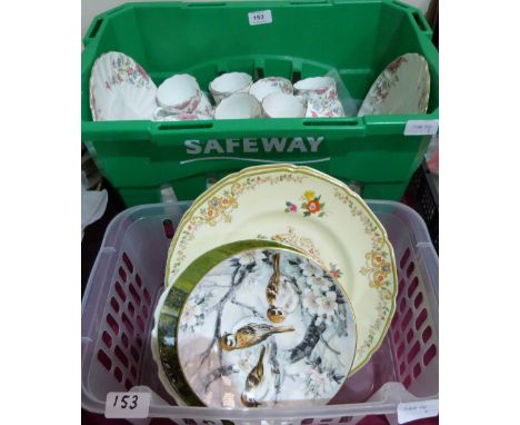 A part tea service and a box of plates 