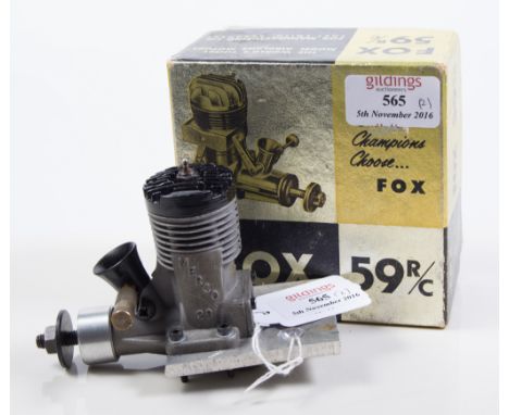 Two Glow engines FOK 59 R/C boxed and MERCO 29 CL on alloy plate.