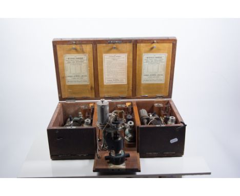 A cased set of three McInnes-Dobbie Steam Engine Pressure Indicator instruments, original wooden box, believed complete