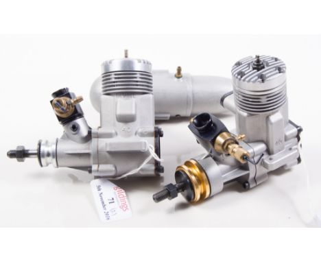 Two IRVINE 40 R/C glow engines, one without silencer (2)