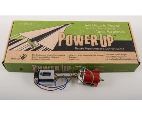 Box containing electric flight item, motors, props and electric paper air plane kit.