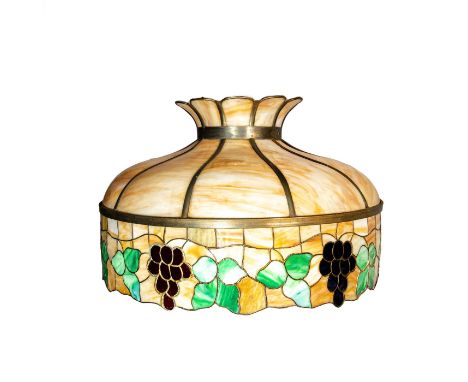 Chicago Mosaic glassÂ&nbsp;caramel slag panels with grape vine motif. Crafted with one bulb light socket and wiring. Includes