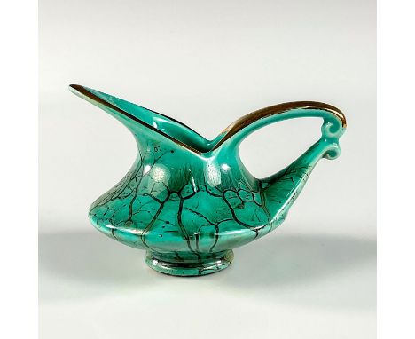 Turquoise toned with lustre finish &amp; branch patterning. With brass accents on rim and handle.Made In Holland on bottom. T
