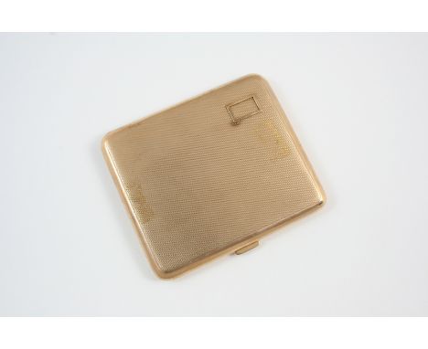 A 9CT. GOLD CIGARETTE CASE of rectangular form, with engine turned decoration to both sides, hallmarked for London 1928, 7.5 