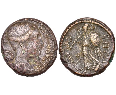 Republican bronzes (9), various, including  triens of M. Fabrinius (Cr. 251/2), dupondius (?) of Julius Caesar (Cr. 476/1a; S