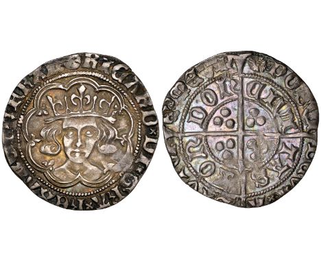 *Richard III, groat, London, m.m. halved sun and rose 2, no pellet below bust, letters L2, M2, 3.07g (N. 1679; S. 2157; Winst