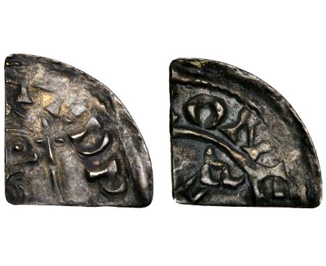 *Edward the Confessor, cut quarter of a Pointed Helmet penny, possibly York, [  ]on e[   ] 0.39g (cf. N. 825; S. 1179), fine