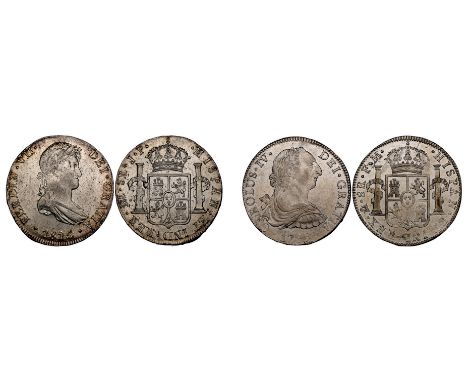 Mexico, Charles IV, 8 reales, 1789, Mexico City (KM 107), slight marks, good extremely fine and bright; Peru, Ferdinand VII, 