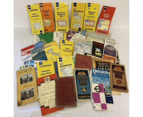 A quantity of assorted vintage maps to include: Tourist street maps, Michelin regional road maps.  Together with Ordnance sur