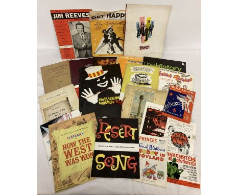 A collection of vintage souvenir musical and theatrical programmes, music and booklets  To include: The Jim Reeves Souvenir a