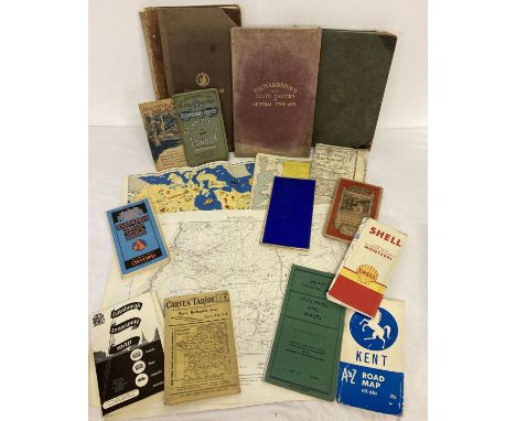 A collection of vintage and antique maps and atlas's.  Lot includes: folding touring road maps to include Ordnance Survey, Ba