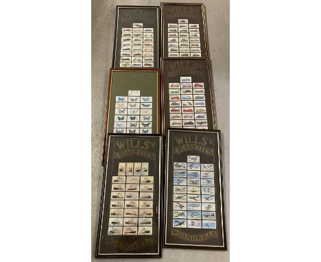 6 framed and glazed sets of vintage cigarette cards.  All framed mounts are for Will's Cigarettes.  Sets comprise: John Playe