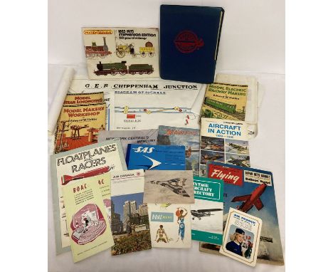 A collection of vintage ephemera relating to trains and aeroplanes.  To include: Books from The Model Maker series, diagrams 