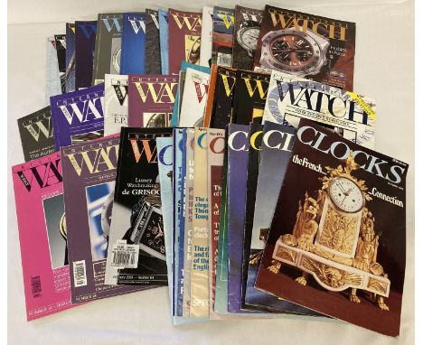 30 copies of International Wristwatch magazine, dating from 1998 - 2003.  Together with 14 vintage issues of Clocks magazine.