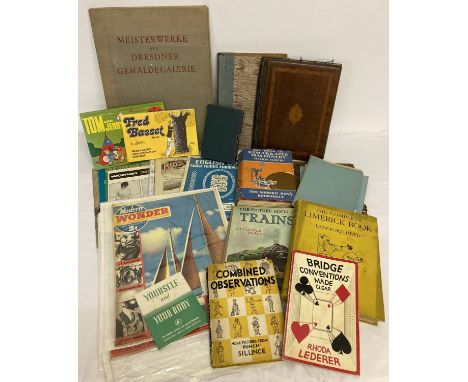 A box of assorted vintage books and ephemera to include autograph books, magazines &amp; leaflets.  Lot includes: 3 issues of