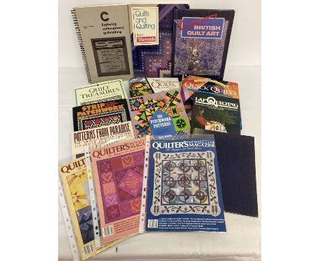 A box of vintage and modern books about patchwork and quilt making.  