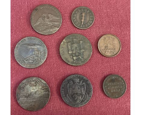 A small collection of 18th and 19th Century token coins and half pennies.  To include: Confectioners and Bakers Wilson's Norw
