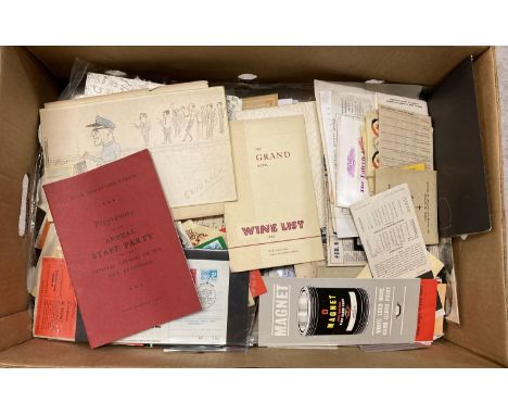 A box of assorted vintage ephemera to include programmes, booklets and correspondence.  