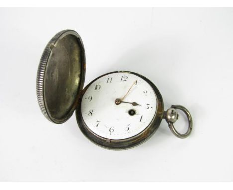 A George III silver hunting cased pocket watch, key wind, enamel dial bearing Arabic numerals, fusee movement by Fontana & Co