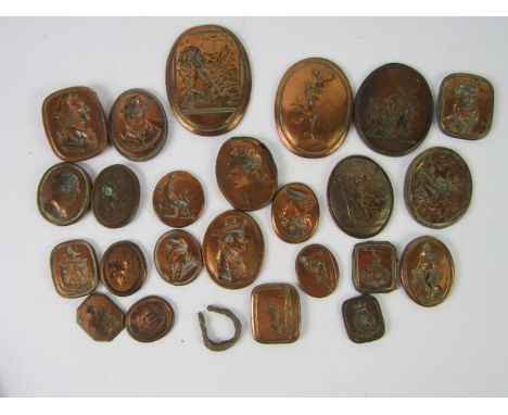 Early 19thC copper intaglio seal and profile casts, (qty).