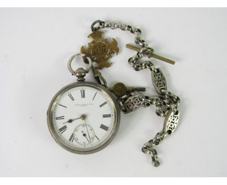 A Victorian open faced gentleman's pocket watch, key wind, enamel dial bearing Roman numerals, subsidiary seconds dial, by Ja